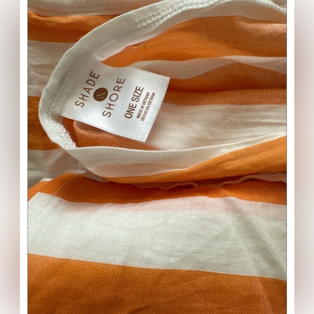 NWOT Shade & Shore Orange White Striped Beach Sarong Cover Up One Size - Picture 4 of 4